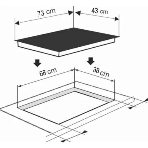 Bếp từ đôi bán âm Richborn RI7343H28P 5 Kích thước bếp từ đôi bán âm Richborn RI7343H28P