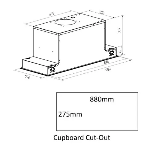 Máy hút mùi âm trần Canzy CZ 68DT 6 Kích thước máy hút mùi âm trần Canzy CZ 68DT