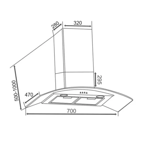 Máy hút mùi áp tường Canzy CZ MLH670 6 Kích thước máy hút mùi áp tường Canzy CZ MLH670