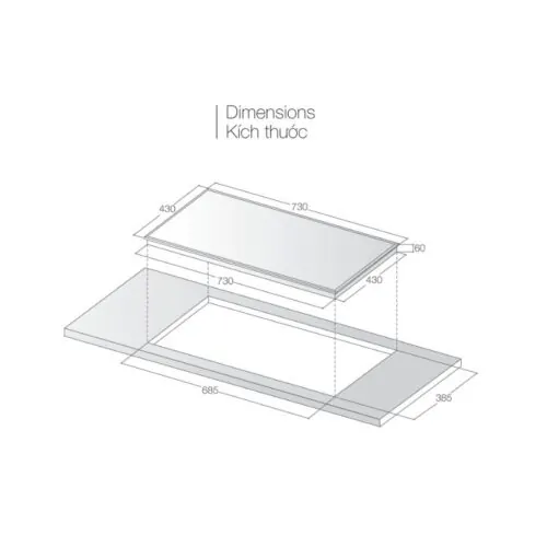 Bếp từ đôi Lorca LCI 816 PLUS lắp âm 7 Kích thước bếp từ đôi Lorca LCI 816 PLUS lắp âm