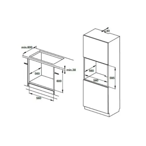 Lò nướng âm tủ 62L Hafele 535.62.571 5 Thiết kế của lò nướng âm tủ 62L Hafele 535.62.571