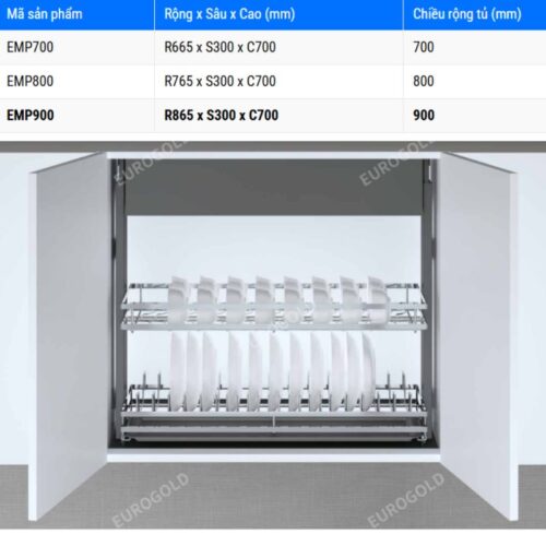 Giá bát nâng hạ điện Eurogold ESP9990 5 Kích thước giá bát nâng hạ điện Eurogold EMP900