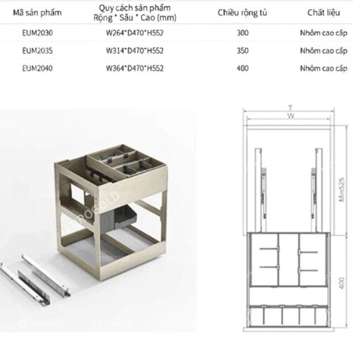 Giá gia vị Eurogold EUM2030 5 Kích thước giá gia vị Eurogold EUM2030