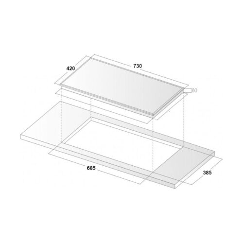 Bếp từ đôi Binova BI-555-IDC lắp âm 5 Kích thước bếp từ đôi Binova BI-555-IDC lắp âm