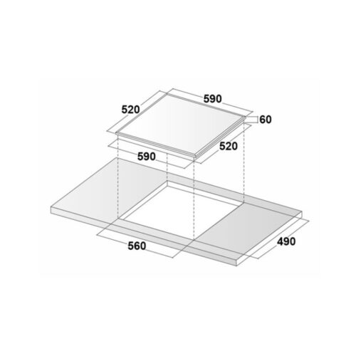 Bếp từ Binova 3 vùng nấu BI-689GM lắp âm 5 Kích thước bếp từ Binova 3 vùng nấu BI-689GM lắp âm
