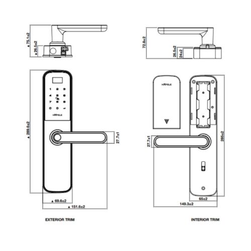 Khóa vân tay Hafele DL6100 912.20.582 8 Kích thước khóa vân tay Hafele DL6100 912.20.582