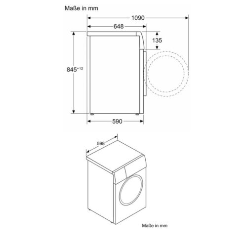 Máy giặt Bosch 10kg WGB2560X0 Serie 8 8 Kích thước máy giặt Bosch 10kg WGB2560X0 Serie 8