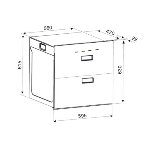 Máy sấy bát âm tủ Binova BI-999-MBK 7 Kích thước máy sấy bát âm tủ Binova BI-999-MBK