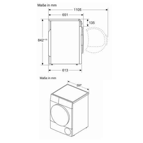 Máy sấy bơm nhiệt Bosch 9kg WQB245B40 Serie 8 7 Kích thước máy sấy bơm nhiệt Bosch 9kg WQB245B40 Serie 8
