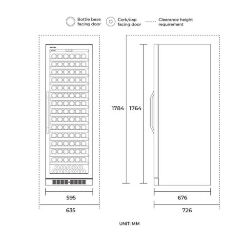 Tủ ướp rượu vang Kadeka KSJ-168EW 5 Kích thước tủ rượu vang Kadeka KSJ-168EW