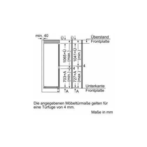 Tủ lạnh 2 cánh side by side 260 lít Bosch KIN86ADD0 12 Kích thước tủ lạnh 2 cánh side by side 260 lít Bosch KIN86ADD0