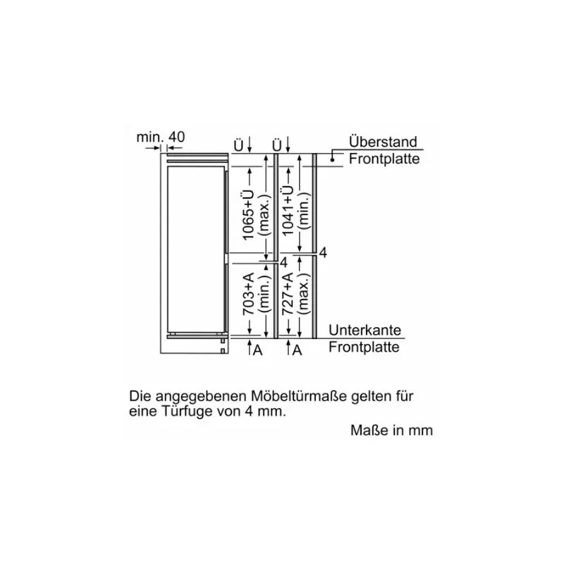 Tủ lạnh 2 cánh side by side 260 lít Bosch KIN86ADD0 6 Kích thước tủ lạnh 2 cánh side by side 260 lít Bosch KIN86ADD0