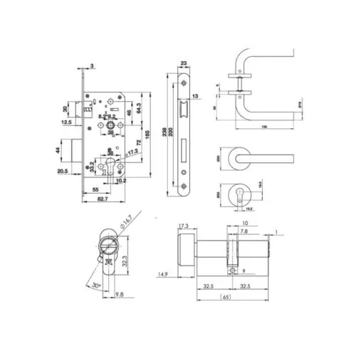 Bộ tay nắm gạt nắp chụp tròn 19x135x60mm Häfele DIY 499.62.505 5 Kích thước bộ tay nắm gạt nắp chụp tròn 19x135x60mm Häfele DIY 499.62.505