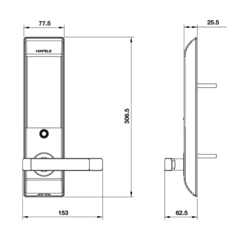 Khóa Điện Tử EL7500 Hafele 912.05.728 7 Kích thước khóa điện tử EL7500 Hafele 912.05.728