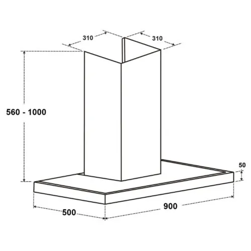Máy hút mùi áp tường Chefs EH-R107E9 7 Kích thước máy hút mùi áp tường Chefs EH-R107E9