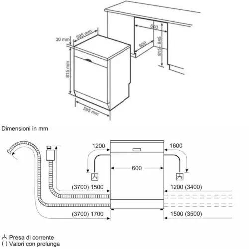 Máy rửa bát độc lập Bosch SMS6ZCI03E 7 Kích thước máy rửa bát độc lập Bosch SMS6ZCI03E
