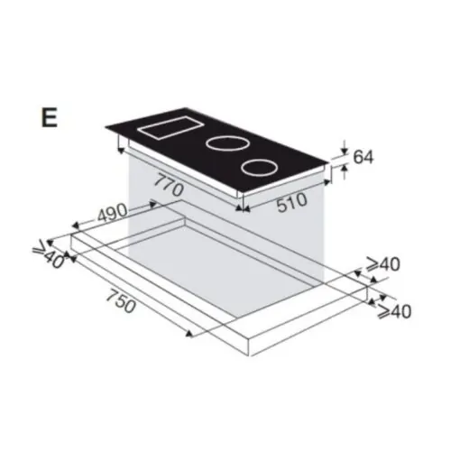 Bếp từ Brandt 4 vùng nấu BPI184HUB lắp âm 7 Kích thước bếp từ Brandt 4 vùng nấu BPI184HUB lắp âm