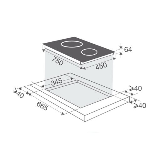 Bếp từ đôi Brandt BPI272UBL lắp âm 7 Kích thước bếp từ đôi Brandt BPI272UBL lắp âm