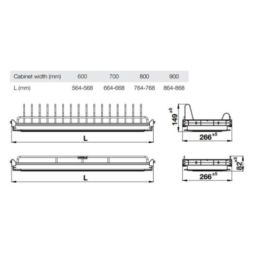 Giá bát cố định Hafele Oria 544.07.015 800mm 7 Kích thước giá bát cố định Hafele Oria 544.07.015 800mm