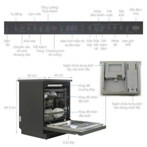 Máy rửa bát độc lập LG LDT14BLA4 ABMPEVN 9 Kích thước máy rửa bát độc lập LG LDT14BLA4 ABMPEVN