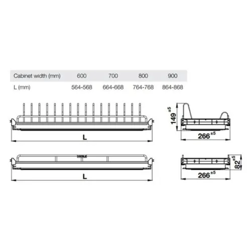 Giá bát cố định Hafele Oria 544.07.014 700mm 7 Kích thước giá bát cố định Hafele Oria 544.07.014 700mm