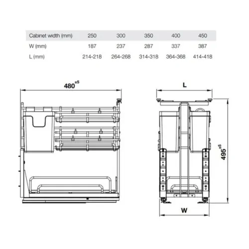 Giá dao thớt Inox 304 Hafele Omero 547.11.004 350mm 7 Kích thước giá dao thớt Inox 304 Hafele Omero 547.11.004 350mm