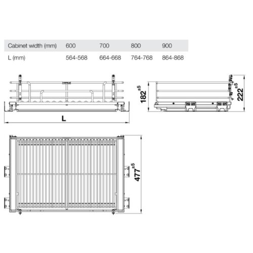 Giá xoong nồi Inox 304 Hafele Kason 549.04.056 800mm 7 Kích thước giá xoong nồi Inox 304 Hafele Kason 549.04.056 800mm