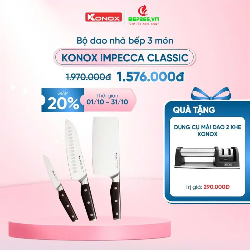 Bộ dao làm bếp cao cấp 3 món Konox Impecca Classic 3 Khuyến mãi bộ dao làm bếp cao cấp 3 món Konox Impecca Classic