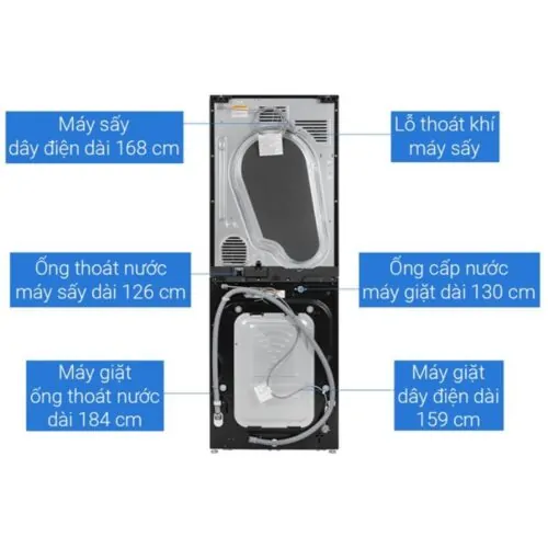 Tháp giặt sấy LG giặt 14kg - sấy 10kg WT1410NHE ABBPEVN 9 Mặt sau tháp giặt sấy LG giặt 14kg - sấy 10kg WT1410NHE ABBPEVN