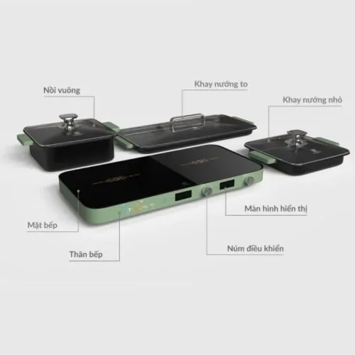 Bếp từ đôi Hawonkoo MCEH-200-II-GE di động 8 Thiết kế bếp từ đôi Hawonkoo MCEH-200-II-GE di động