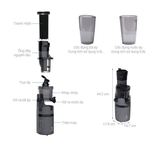Máy ép chậm Hawonkoo SJH-002-GR 7 Thông số máy ép chậm Hawonkoo SJH-002-GR