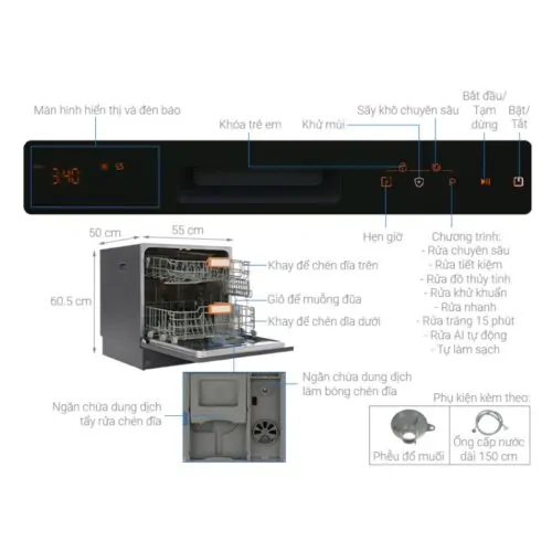 Máy rửa bát độc lập Junger Leopard DWJ-103 7 Thông số máy rửa bát độc lập Junger Leopard DWJ-103