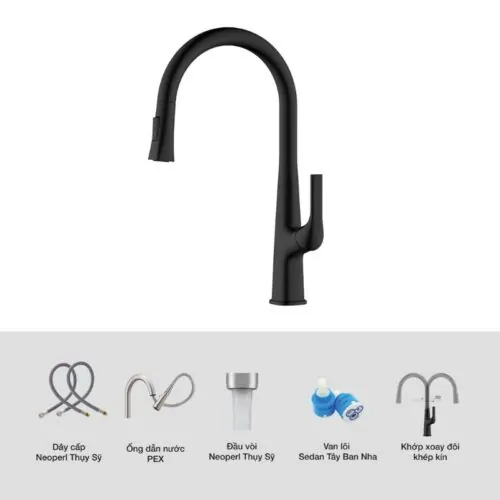 Vòi rửa bát nóng lạnh Kluger KLF0002B có dây rút 12 Ảnh cấu tạo Kluger KLF0002B có dây rút