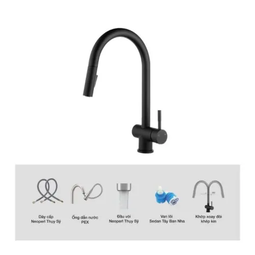 Vòi rửa bát nóng lạnh Kluger KLF0008B có dây rút 14 Ảnh cấu tạo Kluger KLF0008B có dây rút