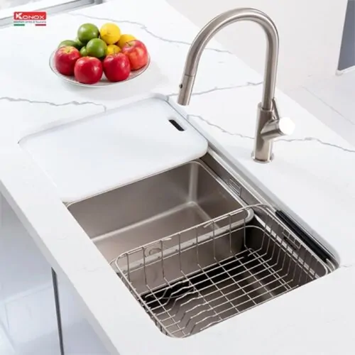 Chậu rửa bát inox 1 hố Konox KN8347SU Dekor 7 Ảnh chậu rửa bát inox 1 hố Konox KN8347SU Dekor