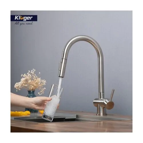 Vòi rửa bát nóng lạnh Kluger KLF0008S có dây rút 14 Ảnh rửa chén Kluger KLF0008S có dây rút