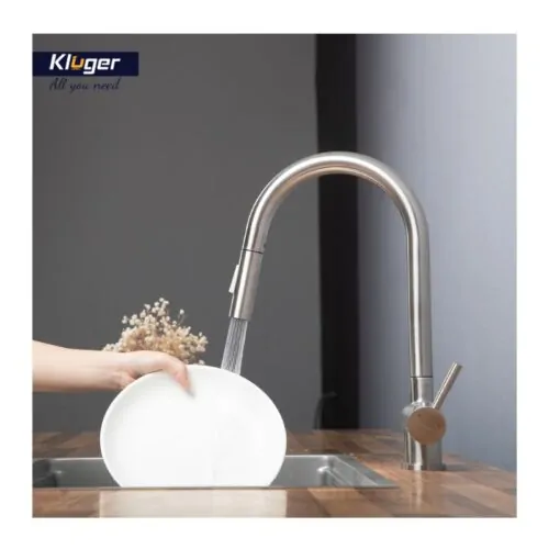 Vòi rửa bát nóng lạnh Kluger KLF0008S có dây rút 15 Ảnh rửa dĩa Kluger KLF0008S có dây rút