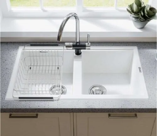 Chậu rửa bát Konox Granite Sink Phoenix Smart 860 White Silver 9 Ảnh thực tế chậu rửa bát Konox Granite Sink Phoenix Smart 860 White Silver