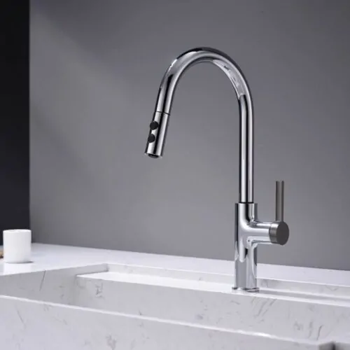 Vòi rửa bát nóng lạnh Kluger KLF0005C có dây rút 11 Ảnh vòi rửa bát nóng lạnh Kluger KLF0005C có dây rút