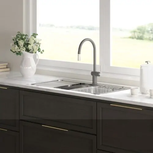 Vòi rửa bát nóng lạnh Konox Resta Grey có dây rút 6 Ảnh vòi rửa bát nóng lạnh Konox Resta Grey có dây rút