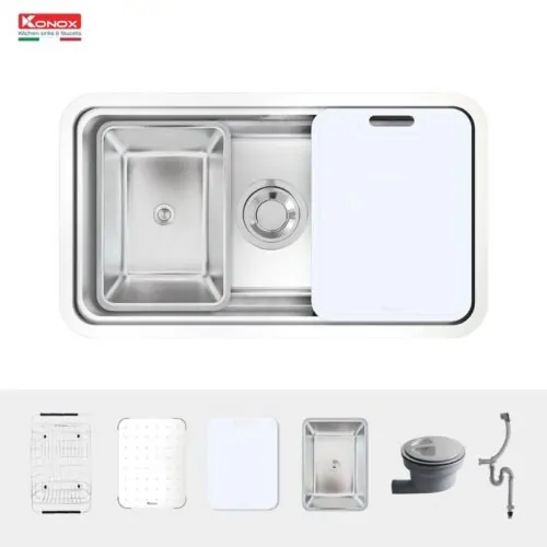 Chậu rửa bát inox 1 hố Konox KN8347SU Dekor 8 Chi tiết chậu rửa bát inox 1 hố Konox KN8347SU Dekor