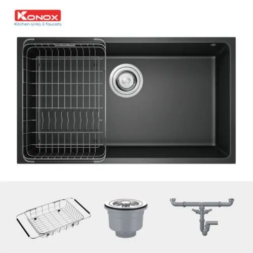 Chậu rửa bát đá 1 hố Konox Terra 790S Black 8 Hình ảnh chậu rửa bát đá 1 hố Konox Terra 790S Black