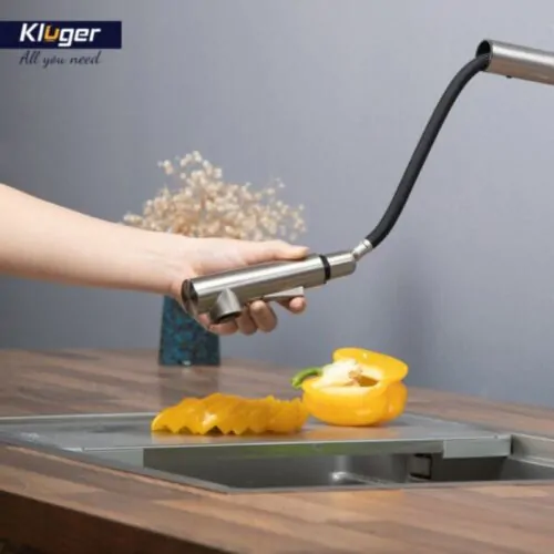 Vòi rửa bát nóng lạnh Kluger KLF0001S có dây rút 14 Hình ảnh vòi rửa bát nóng lạnh Kluger KLF0001S có dây rút
