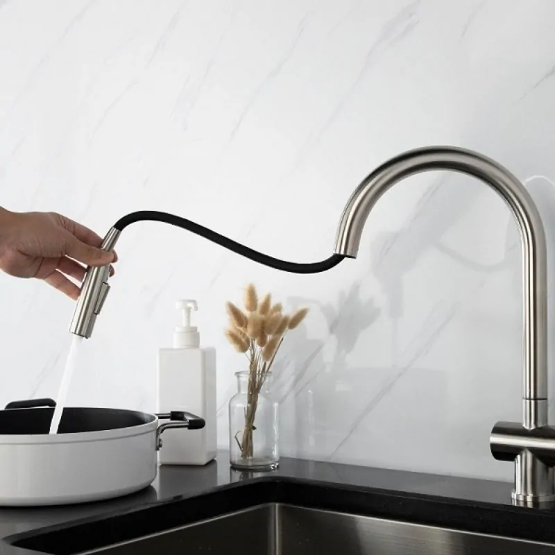Vòi rửa bát nóng lạnh Kluger KLF0008S có dây rút 5 Hình ảnh vòi rửa bát nóng lạnh Kluger KLF0008S có dây rút