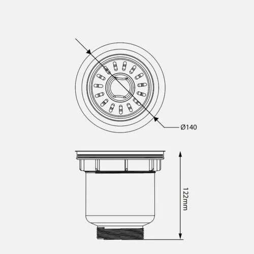 Bát rác inox Kluger KS-501DN145 9 Kích thước bát rác inox Kluger KS-501DN145