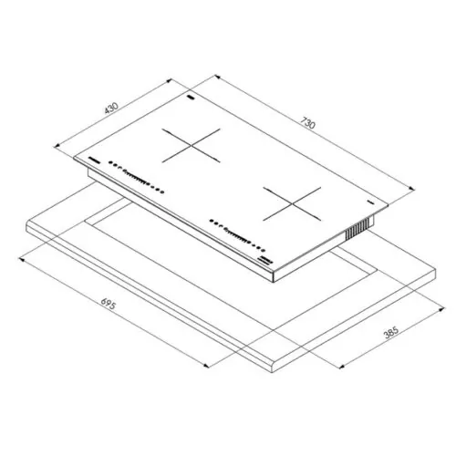 Bếp từ đôi Hafele HC-I7325B 533.09.979 lắp âm 7 Kích thước bếp từ đôi Hafele HC-I7325B 533.09.979 lắp âm