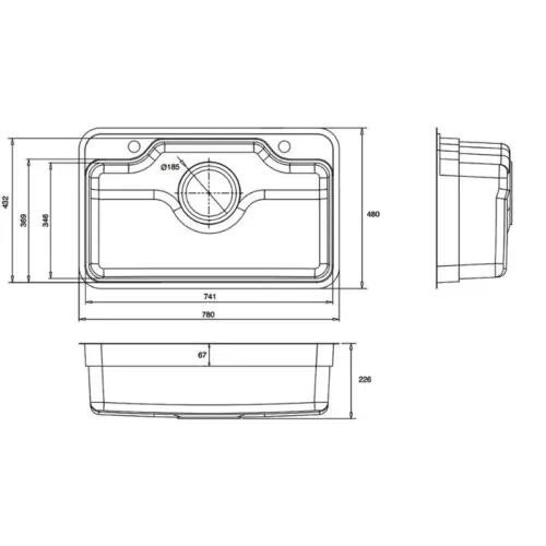 Chậu rửa bát 1 hố Kluger KF7848FS-S78 Plus 15 Kích thước chậu rửa bát 1 hố Kluger KF7848FS-S78 Plus