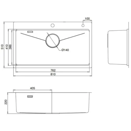 Chậu rửa bát 1 hố Kluger KW8181FS-S81 Plus 15 Kích thước chậu rửa bát 1 hố Kluger KW8181FS-S81 Plus