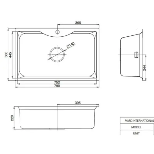 Chậu rửa bát 1 hố Kluger KW8191FS-S79 15 Kích thước chậu rửa bát 1 hố Kluger KW8191FS-S79