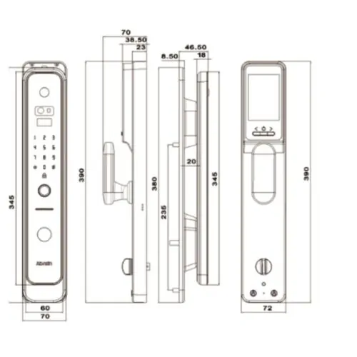 Khóa cửa điện tử Avolock AV-69-B 5 Kích thước khóa cửa điện tử Avolock AV-69-B